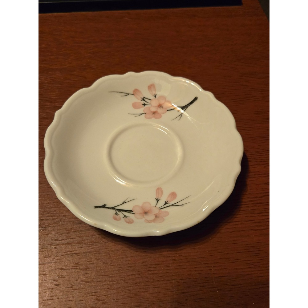 Syracuse China Saucer Vintage‎ White Pink Cherry Blossom Scalloped Rim 2-JJ USA